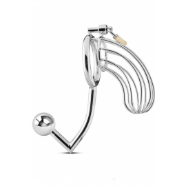 Пояс Верности с Анальной Пробкой Sinner Metal Penis Cage With Anal Hook №1, фото 