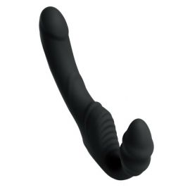 Страпон безремневой Toyfa Black&Red с вибрацией, силикон, черный, 35см, фото 