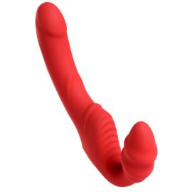 Страпон безремневой Toyfa Black&Red с вибрацией, силикон, красный, 35см, фото 