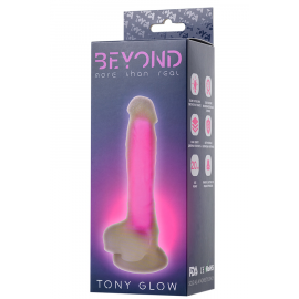 Фаллоимитатор, светящийся в темноте, Beyond by Toyfa Tony Glow, силикон, прозрачно-розовый, 14,5 см, фото 
