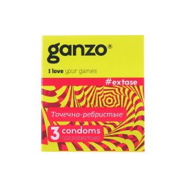 Презервативы Ganzo Extase Точечно-ребристые Latex 3 шт, фото 
