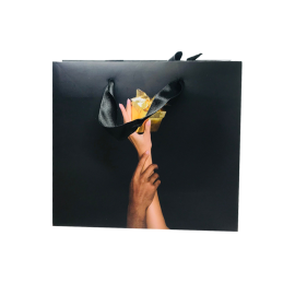 Пакет Бумажный Подарочный С Лентами, Черный, фото 