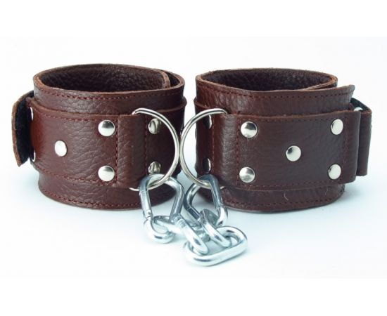 Наручники Кожаные BDSM Арсенал, Коричневые, фото 