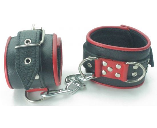 Наручники Широкие BDSM Арсенал, Черно-Красные, фото 