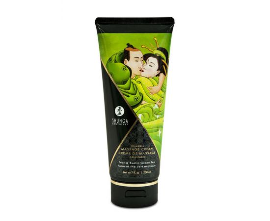 Массажный Крем Съедобный Shunga Со Вкусом Груши И Зеленого Чая, 200 мл, фото 