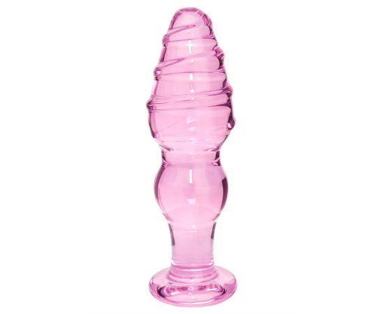 Анальная втулка, стекло, спираль, розовый, фото 