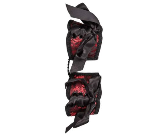 Наручники Scandal Corset Cuffs На Завязках, Черно-Красные, фото  Наручники Scandal Corset Cuffs На Завязках, Черно-Красные, фото