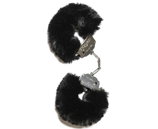 Наручники Le Frivole Be Mine С Мехом, Черные, фото 