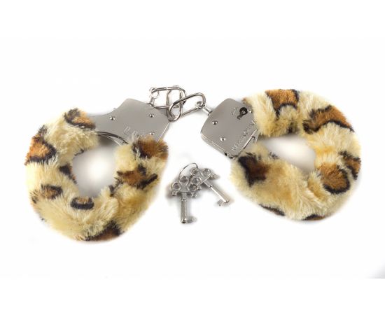 Наручники BONDAGE С Мехом, Леопардовые, фото 