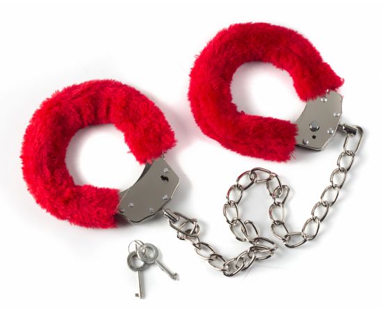 Оковы Меховые На Ноги BONDAGE, Красные, фото 