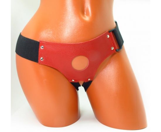 Трусики для страпона красная кожа 52014ars, фото 
