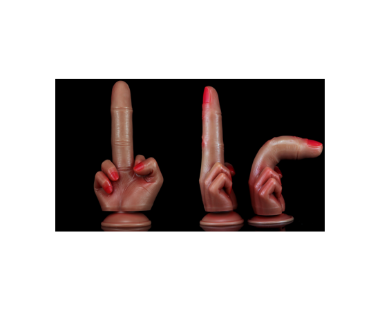 Фаллоимитатор На Присоске Ri Lexing Finger Penis 22 см, TPE + Жидкий Силикон, Бежевый, фото , изображение 2
