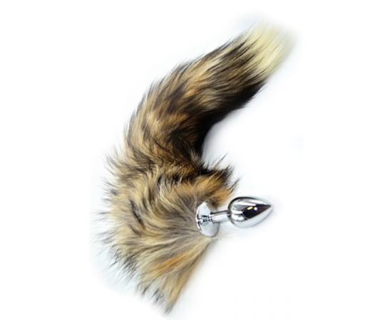 Анальная Пробка, Хвост Из Натурального Меха (Small), Серебристый, фото 