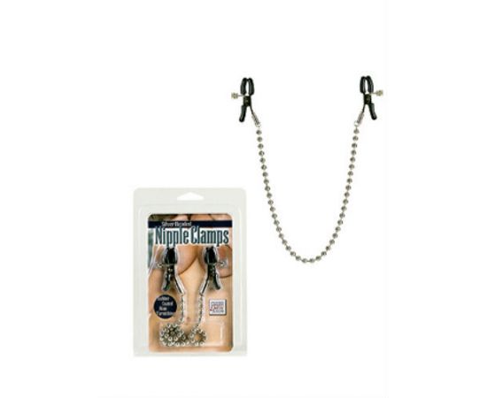 Зажимы Для Сосков Металлические С Цепью Nipple Clamps Silver Beaded, фото 
