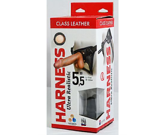 Трусики кожаные Harness Ultra Realistic 5,5", фото 