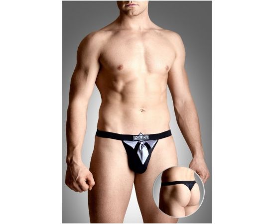 Стринги мужские Police черно-серебристые-S/L, фото 