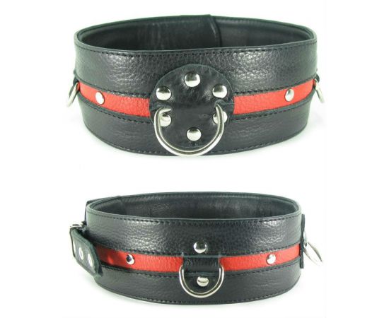 Ошейник С Заклепками BDSM Арсенал, Черно-Красный, фото 
