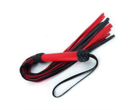 Плеть BDSM Арсенал "Турецкие Головы" С Красной Ручкой, Черно-Красная, фото 