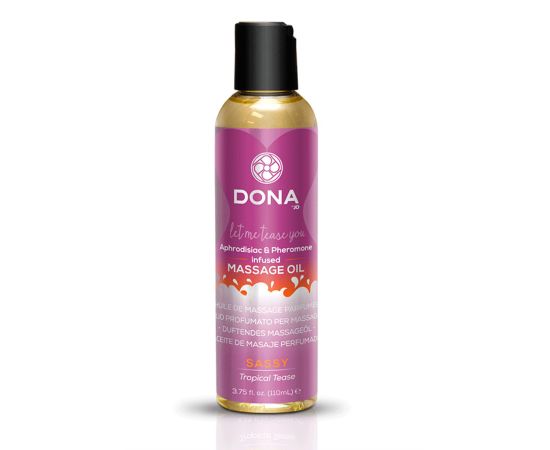 Массажное Масло С Феромонами И Афродизиаками DONA Scented Massage Oil Sassy Aroma: Tropica, 110 мл, фото 