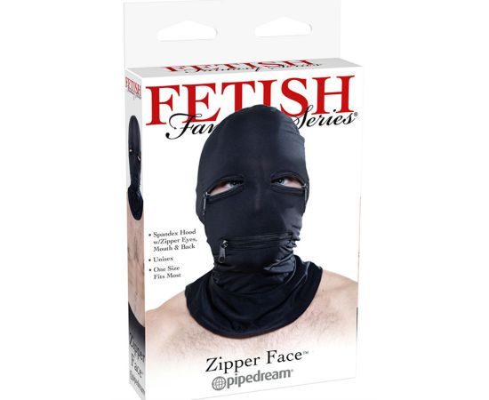 Маска На Голову Из Спандекса Для Эротических Игр Fetish Fantasy Series Zipper Face Hood, Черная, фото 