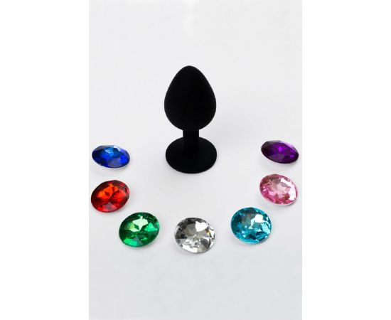 Анальная пробка, силикон, черный, 7 сменных стразов 47463-MM, фото  Анальная пробка, силикон, черный, 7 сменных стразов 47463-MM, фото