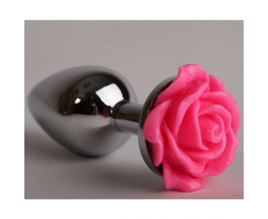 Анальная Пробка Металл 9,5х4см С Розой, Розовая, фото 