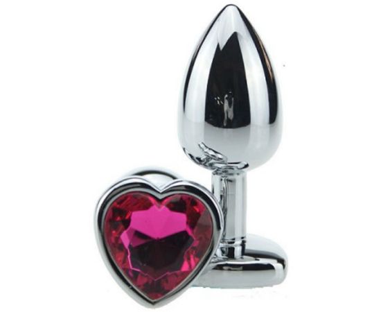 Анальная пробка сердечком с красным стразом 7,5 х 2,8 см, фото 