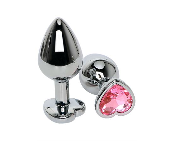 Анальная пробка сердечком светло-розовый страз, фото 