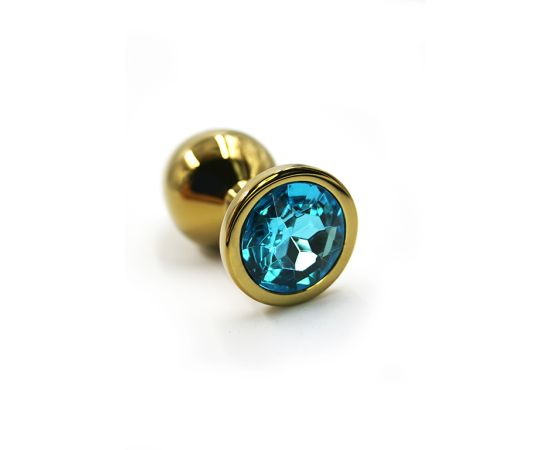 Анальная пробка Kanikule из алюминия Страз голубой, фото 