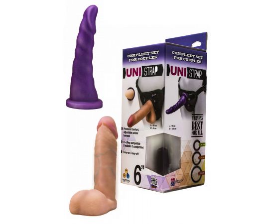 Страпон с двумя насадками UNI strap 6 Harness best of all 531403ru, фото 