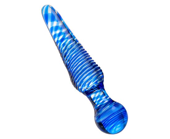 Фаллоимитатор стеклянный Sexus Glass, Синий 17 см, фото 