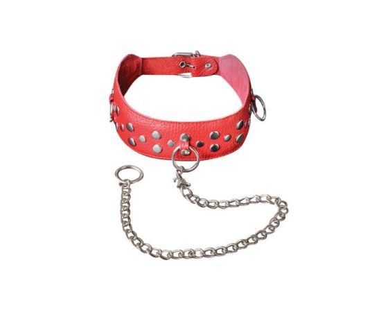 Ошейник Кожаный Sitabella BDSM, Красный, фото 