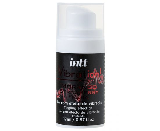 Гель массажный INTT VIBRATION Strawberry с эффектом вибрации и ароматом клубники, 17 мл, фото 