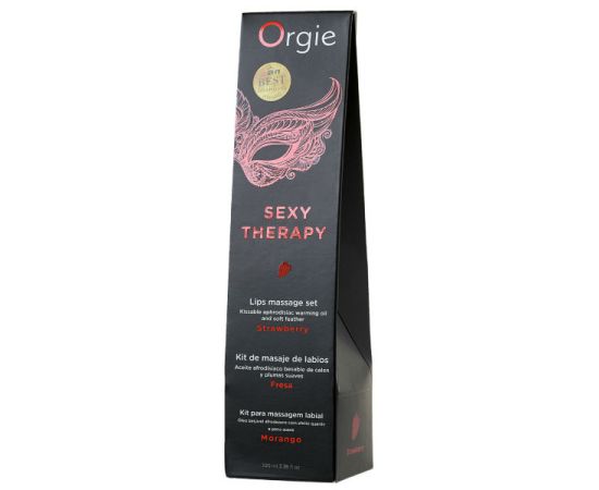 Набор Orgie Lips Massage Массажное Масло, Перо И Путеводитель, Со Вкусом Клубники, 100 мл, фото 