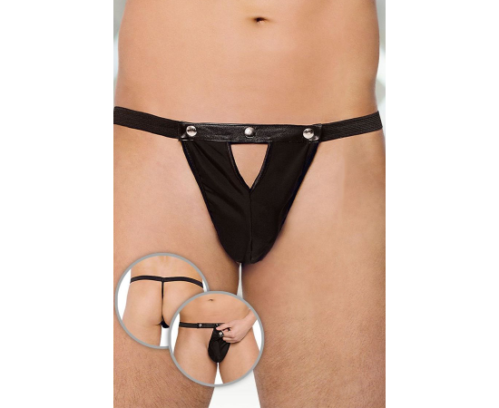 Стринги мужские c треугольным вырезом черные-S/L, фото 