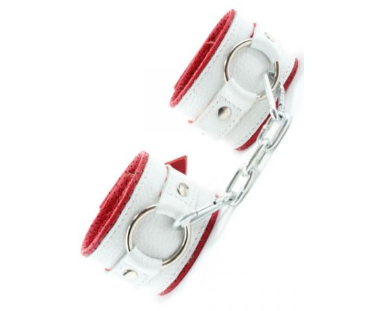 Наручники Кожаные BDSM С Кольцом, Белые, фото  Наручники Кожаные BDSM С Кольцом, Белые, фото