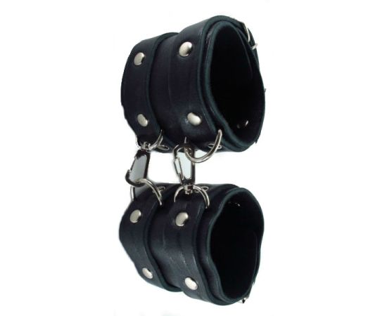Наручники Широкие BDSM С Двумя Ремешками, фото 