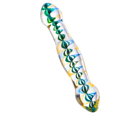 Двухсторонний фаллоимитатор Sexus Glass, Стекло, Прозрачный, 17,8см, фото 