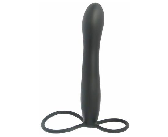 Безремневой Страпон Для Двойной Стимуляции MOJO Blackjack 15 см, Черный, фото 