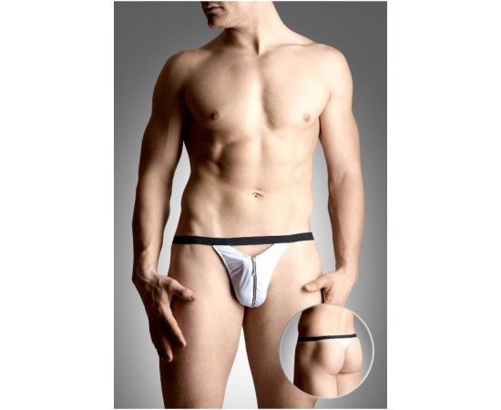 Стринги мужские с молнией бело-черные-S/L, фото 