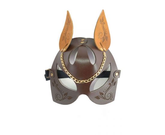 Маска Кошки Из Натуральной Кожи Fetish Factory, Коричнево-Бежевая, фото 