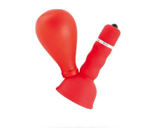 Вибромассажер Black & Red By Toyfa для сосков с грушей, красный, фото 