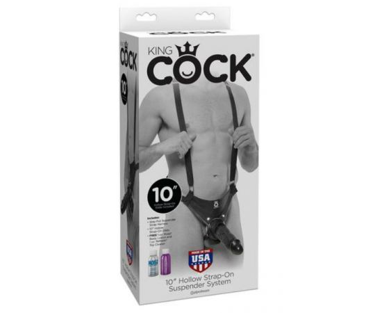 Страпон PipeDream King Cock 10'' и трусики-крепление на подтяжках черный, фото 