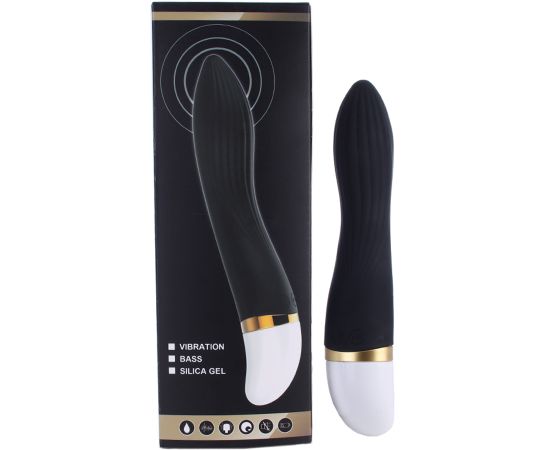 Вибратор силиконовый изогнутая волна 20х3,7 см, черный, фото , изображение 2