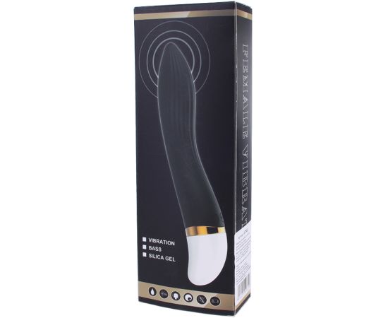 Вибратор силиконовый изогнутая волна 20х3,7 см, черный, фото , изображение 3