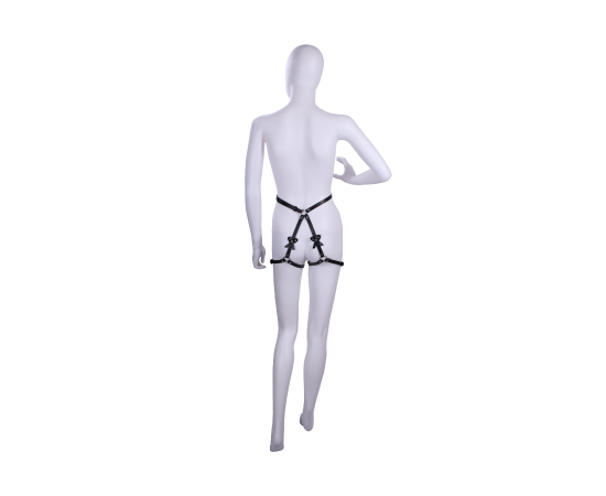 Стрепы для бёдер с бантиками кожаные чёрные, фото 