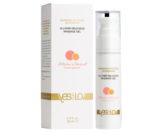 Лубрикант на водной основе YESforLOV 3 в 1 Allover Delicious Massage Gel, Персик-Абрикос, 50 мл, фото 
