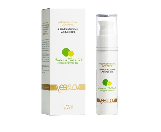 Лубрикант на водной основе YESforLOV 3 в 1 Allover Delicious Massage Gel, Ананас-Зеленый чай, 50 мл, фото , изображение 2