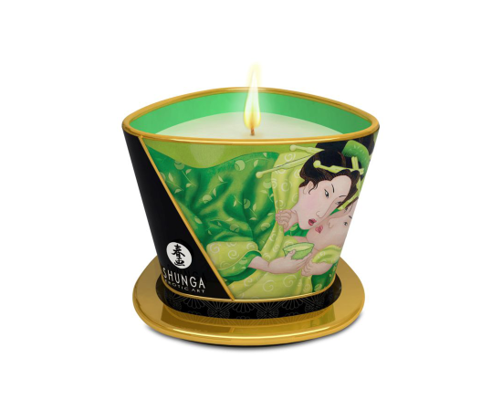 Массажное Аромамасло В Виде Свечи Shunga "Зеленый Чай", 170 мл, фото 