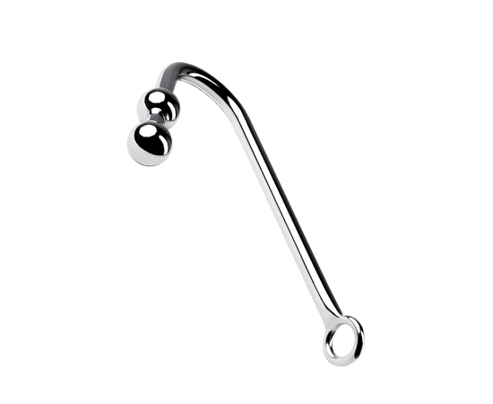 Анальный крюк с двумя шарами, TOYFA Metal, серебристый, фото 